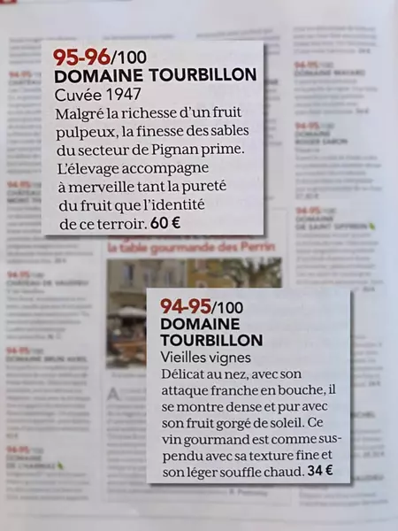 Note la revue du vin de france pour les Châteauneuf du Pape